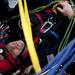 Emergency rescue technician Kevin Dillen acts as a victim strapped into a stokes basket before being lowered to the ground on Sunday. Daniel Brenner I AnnArbor.com